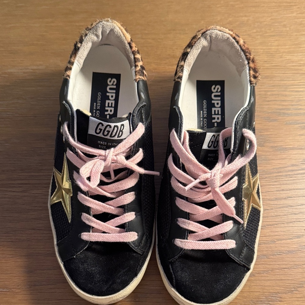 Golden Goose Super Star Black Sneakers with Leopard Print - Picture 3 of 6